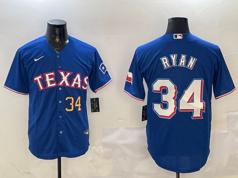 Men Texas Rangers 34 Ryan Blue Game 2025 Nike MLB Jersey style 3